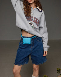 High-Waisted Straight-Leg Denim Shorts