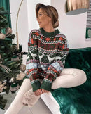 Round Neck Loose Christmas Jacquard Sweater
