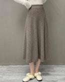 High-Waisted Soft A-Line Cashmere Skirt