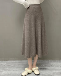 High-Waisted Soft A-Line Cashmere Skirt