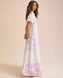 Puff-Sleeved Printed Pleated Dress