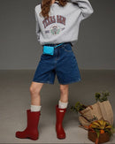 High-Waisted Straight-Leg Denim Shorts