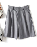 High-Waisted Casual Suit Shorts
