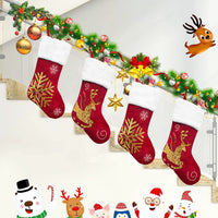 Reindeer Velvet Embroidered Christmas Stockings