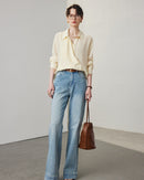 Simple Solid Color Silk Shirt