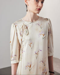 Loose-Fit Straight-Cut Printed Silk Dress