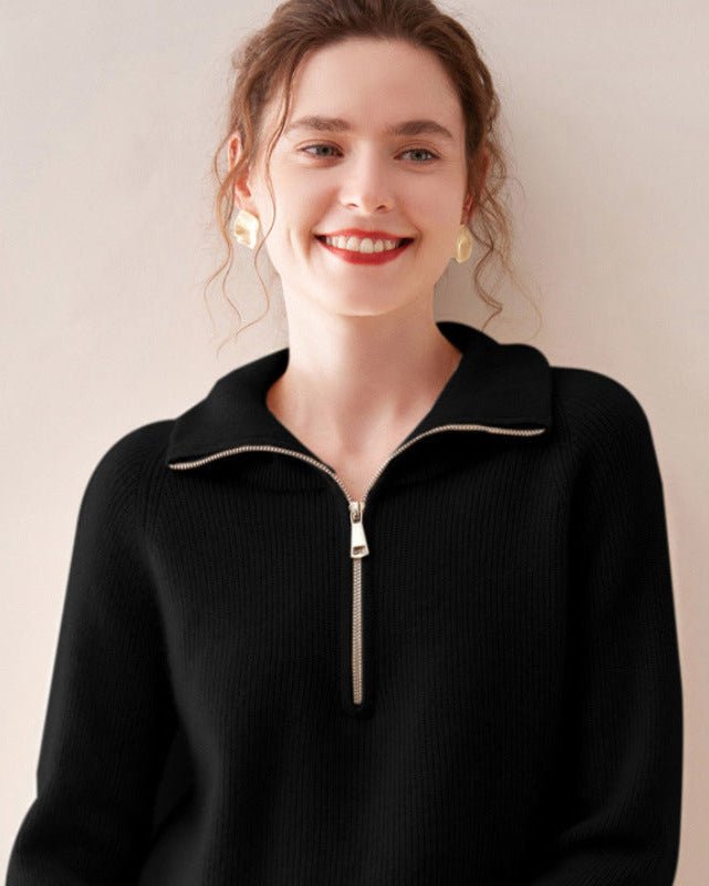 Half-Zip Thick Cashmere Wool Sweater
