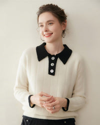 Soft And Skin-Friendly Cashmere Polo Collar Sweater