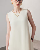 A-Line Sleeveless Silk Dress