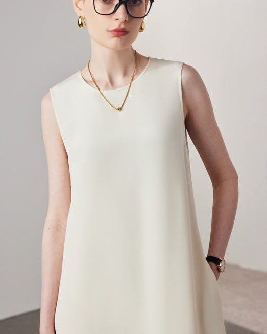 A-Line Sleeveless Silk Dress