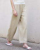 High Waist Linen-Blend Ankle Pants