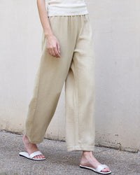 High Waist Linen-Blend Ankle Pants