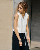 Linen V-Neck Sleeveless Tie-Front Vest