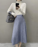 High-Waisted Soft A-Line Cashmere Skirt
