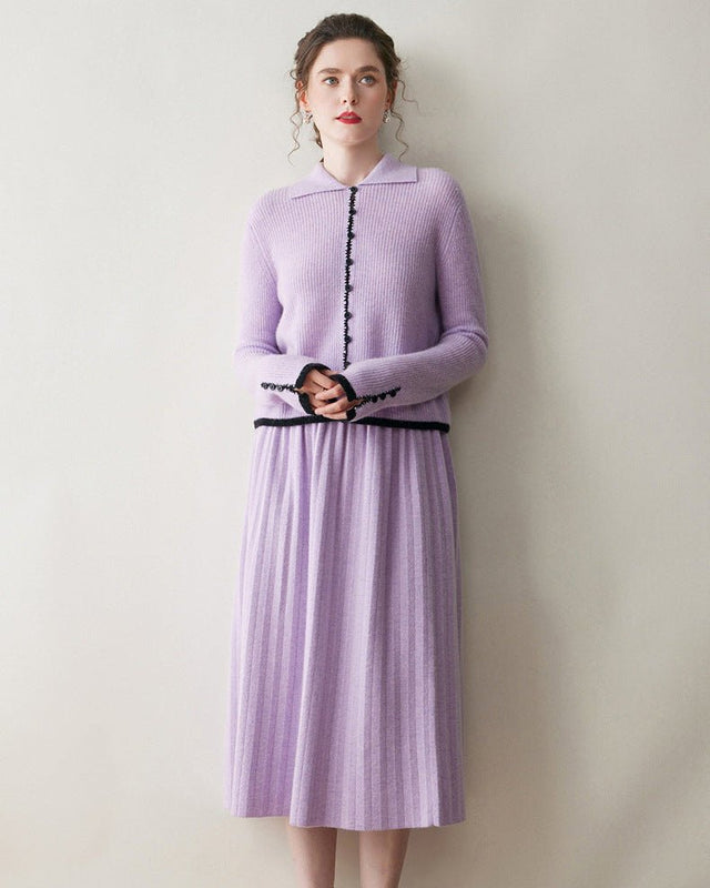 Cashmere Button-Down Knitted Chanel-Style Sweater