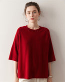 Cashmere Knitted Three-Quarter Sleeve Loose Sweater