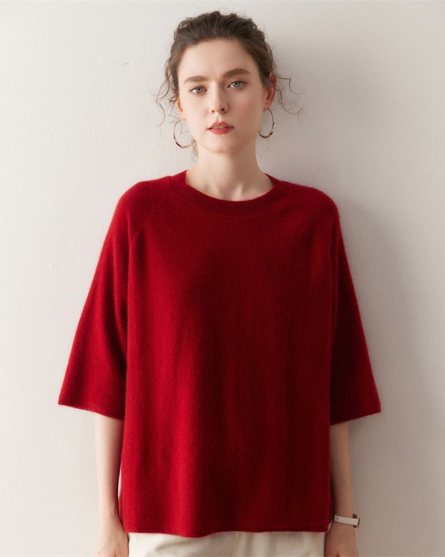 Cashmere Knitted Three-Quarter Sleeve Loose Sweater