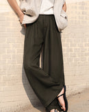 High-Waisted Draped Straight-Leg Trousers