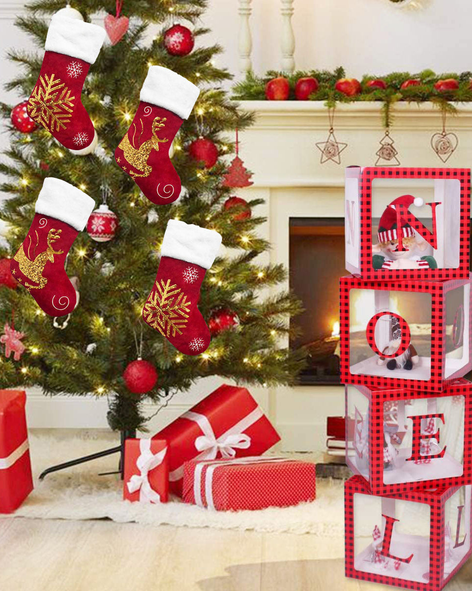 Reindeer Velvet Embroidered Christmas Stockings