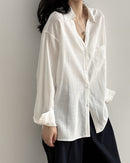 Loose-Fit V-Neck Button-Down Shirt