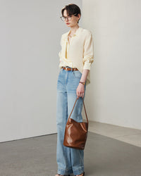 Simple Solid Color Silk Shirt