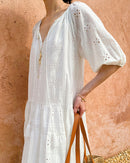 Pure Cotton Short-Sleeve Cutout Dress