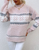 High-Neck Snowflake Knit Sweater