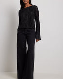 Elegant Flared-Sleeve Pleated Top