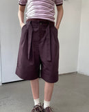 Loose-Fitting High-Waisted Tie-Up Shorts