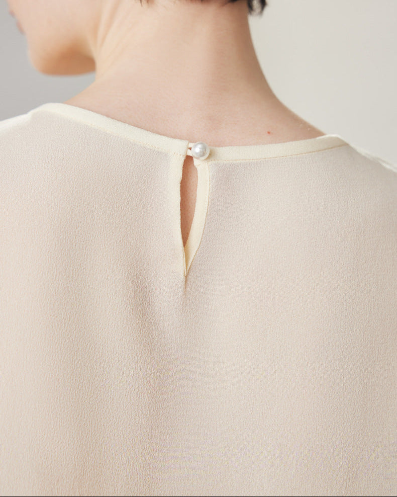 Lace-Paneled Sleeveless Silk Shirt