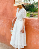 Pure Cotton High-Waisted Button-Down Dress