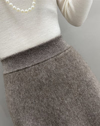 High-Waisted Soft A-Line Cashmere Skirt