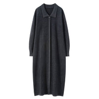 Cashmere Polo Collar Knitted Loose Long Dress