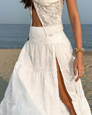 Elegant High-Waisted Slit Skirt