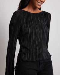 Elegant Flared-Sleeve Pleated Top