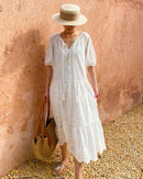 Pure Cotton Short-Sleeve Cutout Dress