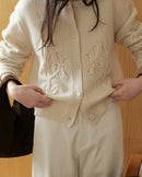 Crew Neck Single-Breasted Wool Cardigan