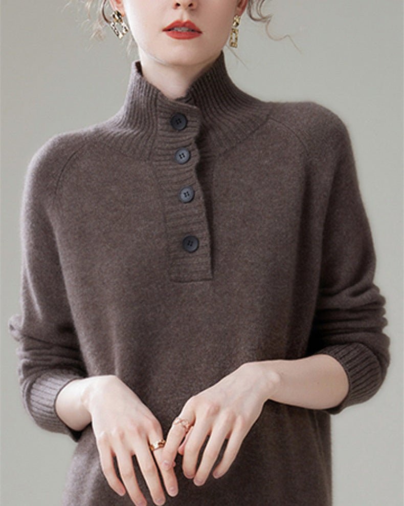 Cashmere Turtleneck Loose-Fitting Casual Dress