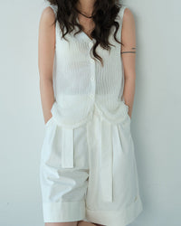 Loose-Fitting High-Waisted Tie-Up Shorts