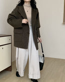 Hooded Reversible Mid-Length Wool Coat
