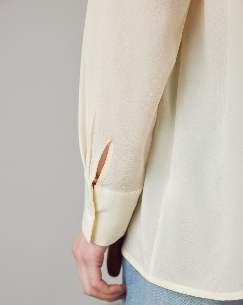 Simple Solid Color Silk Shirt
