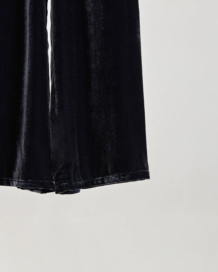 High-Waisted Wide-Leg Silk Velvet Pants