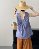 Loose Sleeveless Back-Knotted Vest