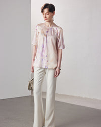 Loose-Fitting Breathable Satin Silk T-Shirt