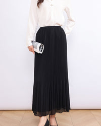 High-Waisted Comfortable Pleated Midi Skirt