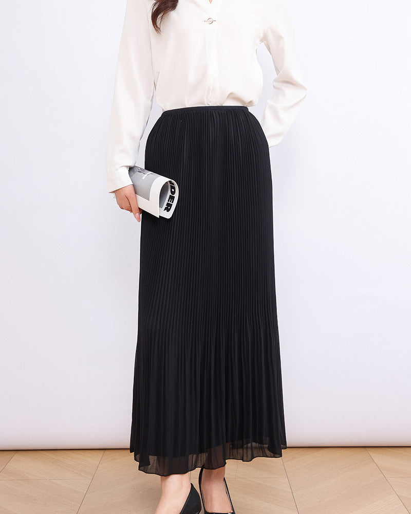 High-Waisted Comfortable Pleated Midi Skirt