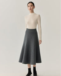 Solid Color Simple Midi Skirt