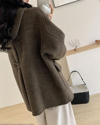Hooded Reversible Mid-Length Wool Coat