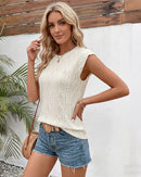 Diamond Cable Knit Sleeveless Top