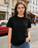 Crew Neck Solid-Color Loose-FitT-Shirt